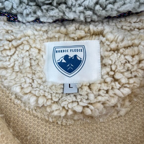 Nordic Fleece The Victoria Sherpa Pullover in Oatmeal Quarter Zip Sweater Large - Picture 5 of 15